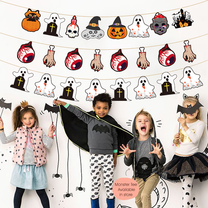 国境を越えた新製品のカーニバル紙のハロウィーンは旗を引いて横断幕の三角旗を掲げて旗を吊るパーティー用品の装飾をします。|undefined