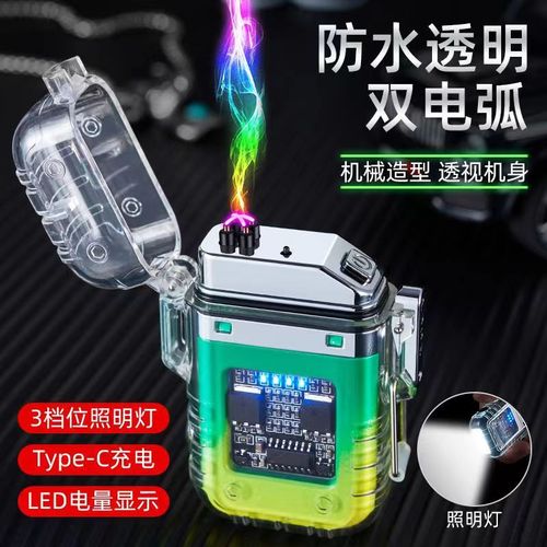 Dual arc luminous outdoor lighting lighter COB lighting rechargeable lighter Type-C for outdoor wear
