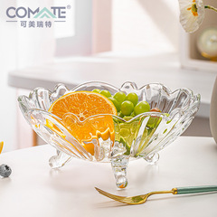 [Customer Appreciation Benefit] New Year's Home Decorative Three-Legged Fruit Plate, 1200ML Large Capacity, High White Material, Crystal Clear