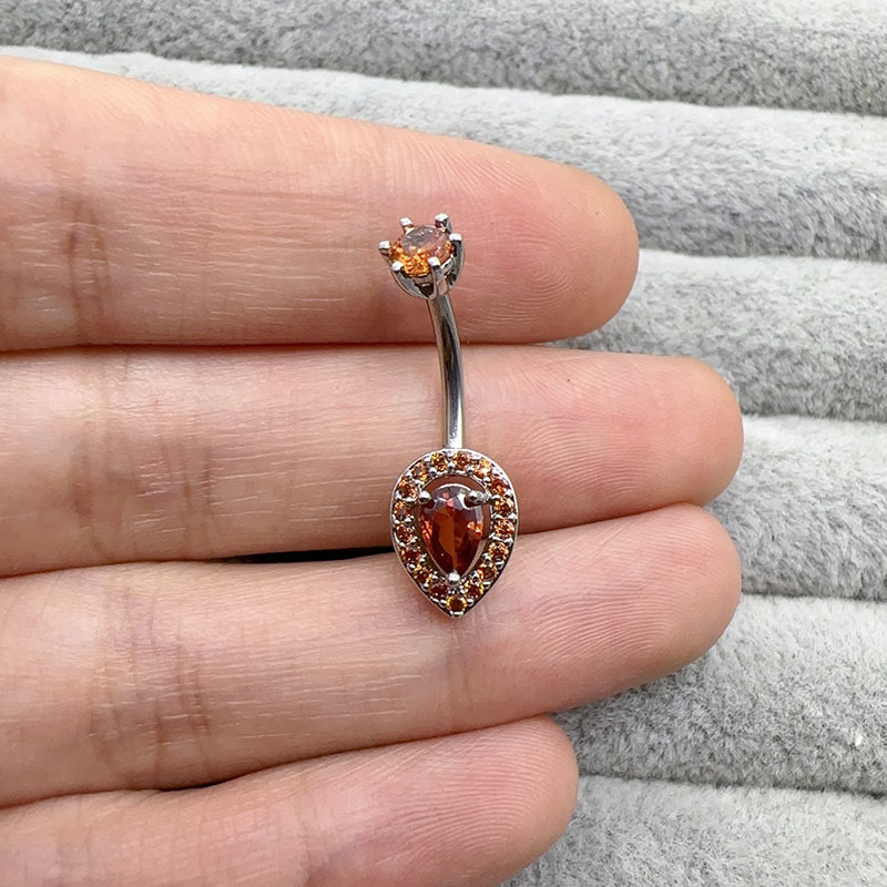 Bauchpiercing Wassertropfen Aus Titanstahl Mit Zirkonia_voghion.com