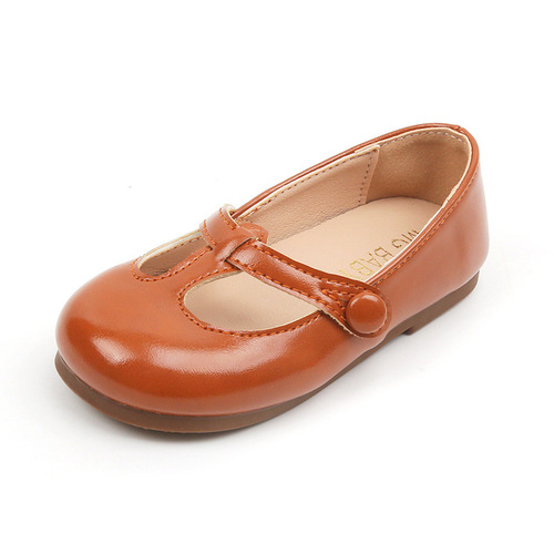British style retro children's small leather shoes with shallow mouth  autumn new children's shoes for small and medium-sized children and girls' single shoes wholesale