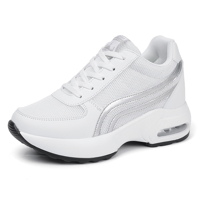 Zapatillas deportivas de plataforma de malla de talla grande para mujer, con aumento de altura de 8 cm, suela gruesa con amortiguación de aire, calzado deportivo informal para personas pequeñas, venta al por mayor transfronteriza.