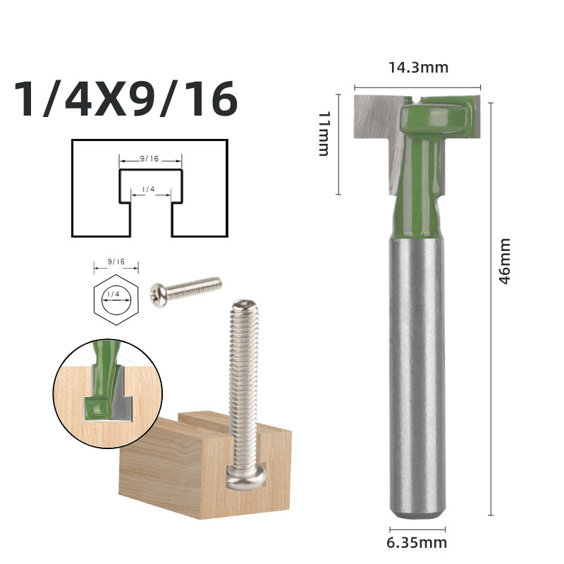 Cuchillo de ojo de cerradura verde 6 piezas para trabajar la madera cortador de fresado de doble hoja cuchillo de ranura en T marco de fotos de ojo de cerradura agujero colgante cuchillo Gong