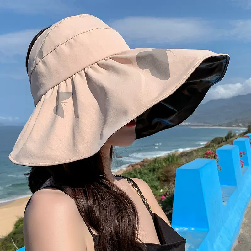 Wide Brim Sun Visor Hat For Women Foldable Uv Face Shielding_voghion.com