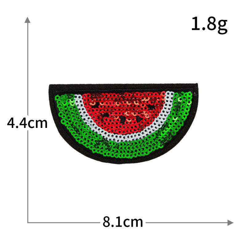 スパンコール刺繍布ラベル卸売コンピュータ刺繍チェリースイカイチゴスパンコールフルーツシリーズ刺繍布ステッカー縫製不要ステッカー|undefined