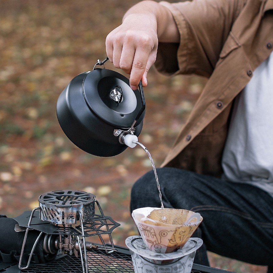 Bouilloire de camping en acier inoxydable 304, 1 L, avec bec verseur, portable, grande capacité_voghion.com