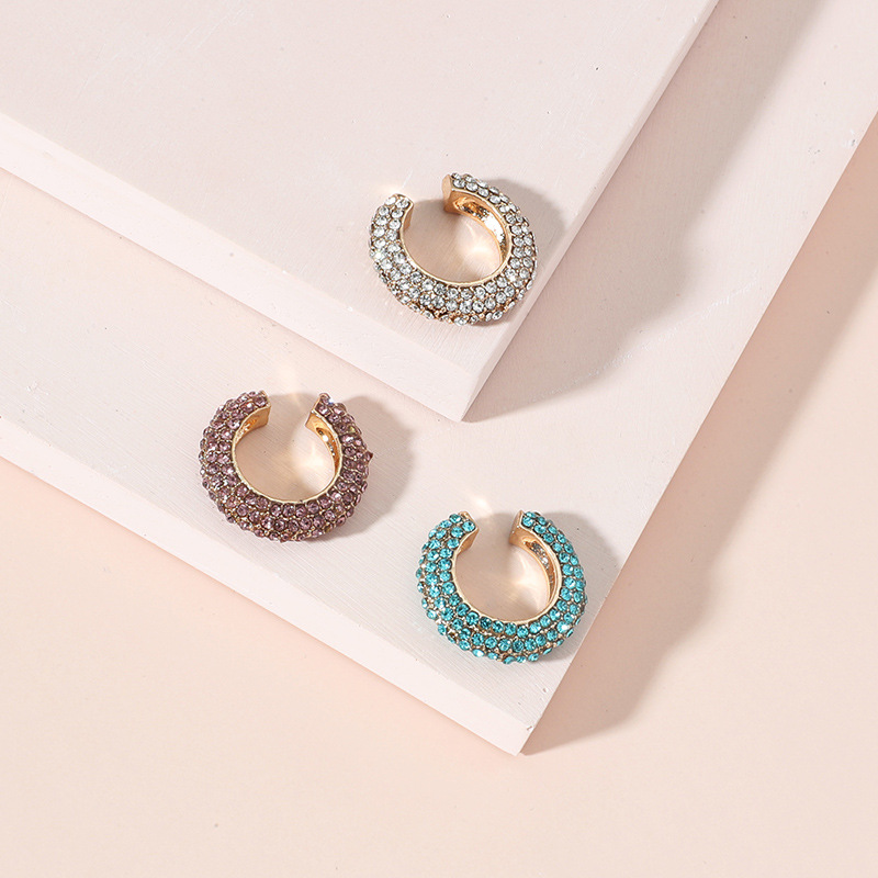 Fashion C Shape Diamond Alloy Artificial Gemstones Earrings display picture 6