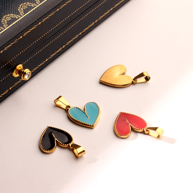 6g Weight Pendant Jewelry Making Type DIY Jewelry Accessories Classification 1 Piece Quantity 304 Stainless Steel, Metal Material Peach, Heart Shape Pattern Women's Gender Retro Style Enamel, Plating Craft 1 Piece 304 Stainless Steel Metal Peach Heart Shape Pendant DIY Jewelry Accessories 1