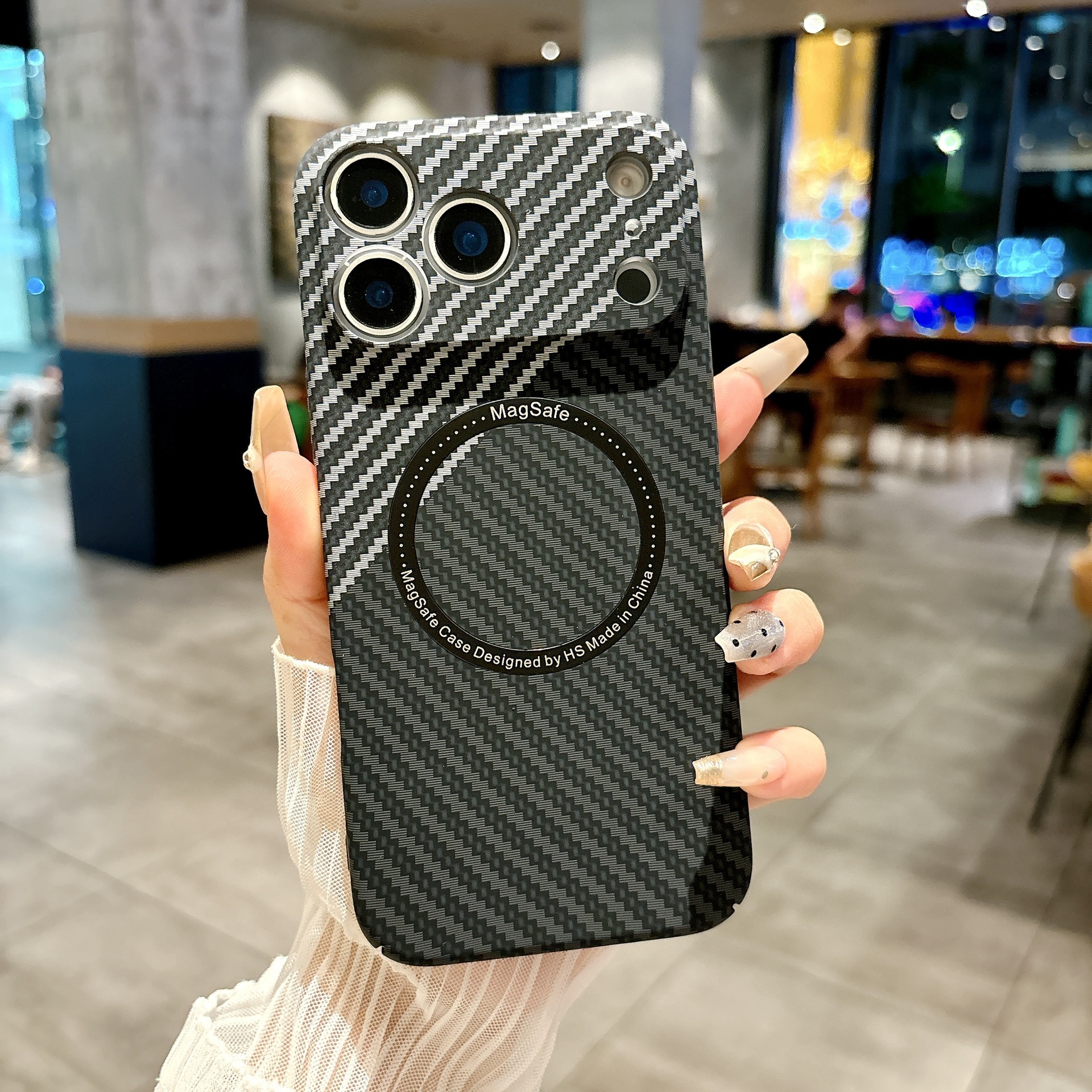 Carbonfaser Handyhülle Mit Magnet Für Iphone 17 16 Pro Max 15_voghion.com