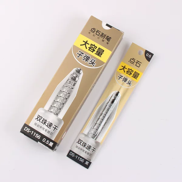 Dianshi Ds-1156 Large-Capacity Press Double Bead Bullet Gel Pen Refill 0.5 Black Core Red Core