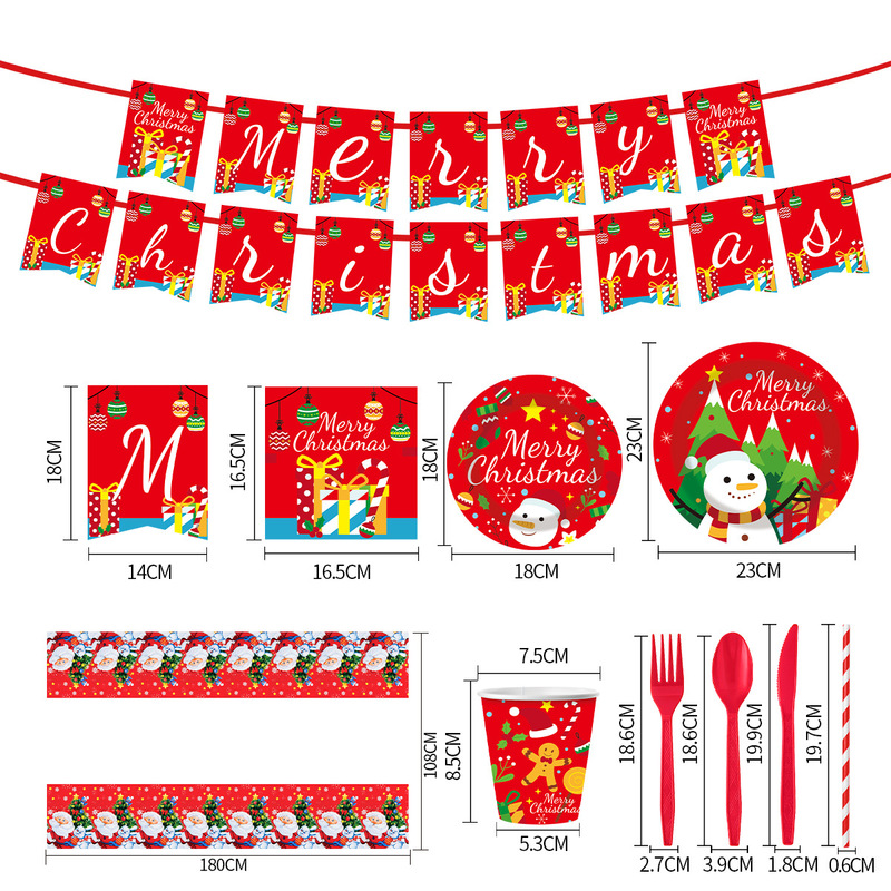 クロスボーダークリスマスパーティー食器クリスマス雪だるまテーマ祭りアレンジ装飾使い捨て紙コップ紙皿セット|undefined
