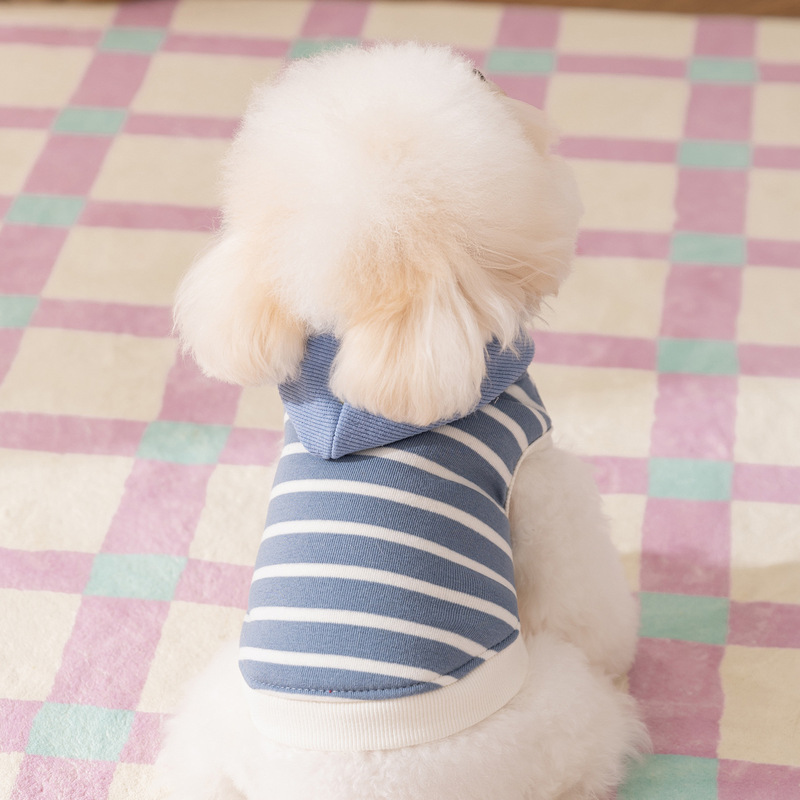秋冬新款逸彩条纹连帽薄款卫衣中小型犬宠物狗狗猫咪衣服泰迪比熊|undefined