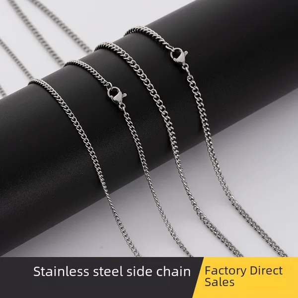 Stainless steel side chain thin twisted chain Women's metal necklace men's simple titanium steel chain diy jewelry chain wholesale