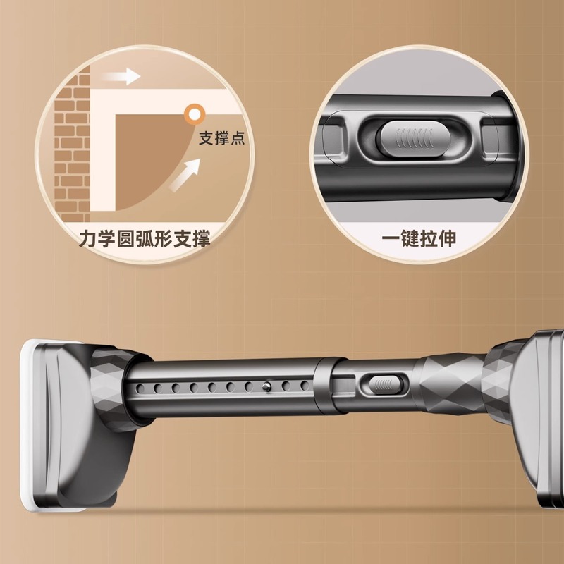 一键拉伸免打孔伸缩晾衣杆可调节不锈钢晾衣杆家用衣柜伸缩杆撑杆|undefined