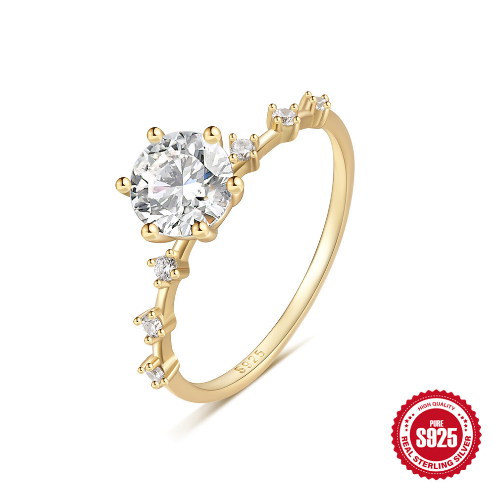 Anillo de lujo de diamante completo Anillo de cena de banquete avanzado Anillo de compromiso Anillo de diamante de boda Anillo de dedo índice