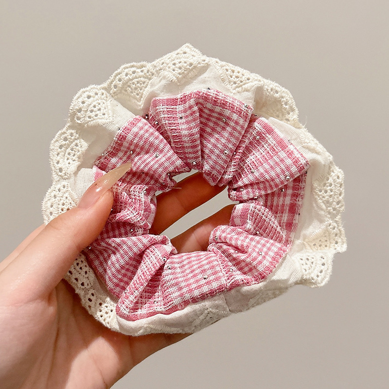 El encaje francés punto de onda arco intestino grueso anillo de cabello para mujeres de alta calidad cuerda de cabello de alta elasticidad cuerda de cabello adornamiento