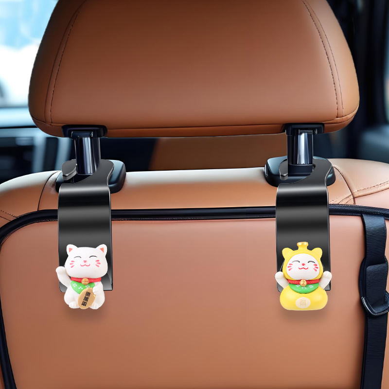 Gancho para coche, almacenamiento trasero multifuncional para coche, lindo coche de dibujos animados, asiento delantero, trasero, gancho de almacenamiento