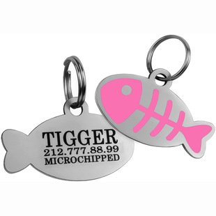 New Metal Color Fish Cat Brand Collar Accessories Cat Pet Collar Pendant Engraving Identity Card Holiday Gift