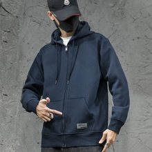 春夏新款拉链卫衣男帽衫加绒加厚大码胖子男士春夏休闲运动外套潮