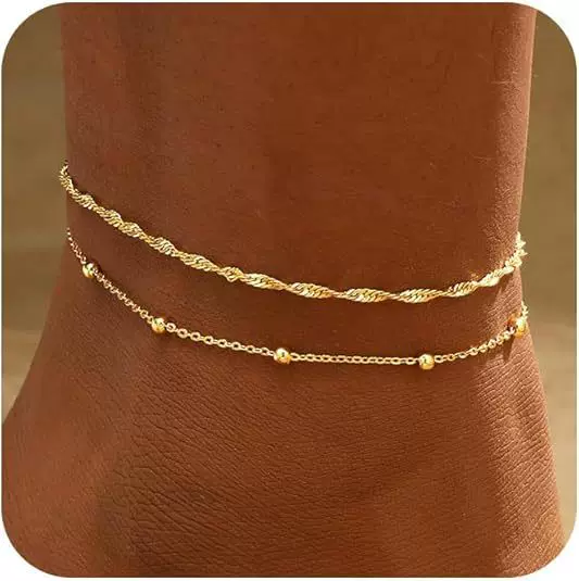 European and American Cross-Border Double-Layered Anklets for Women, Holiday Style, Personalized Bohemian Style, Fashionable and Versatile Foot Jewelry Wholesale