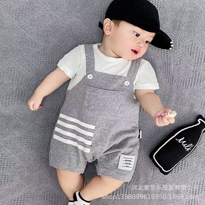 Summer half-sleeved jumpsuit baby's clothing newborn boy's summer short-sleeved full moon 0-16 ha-coat thin climbing suit