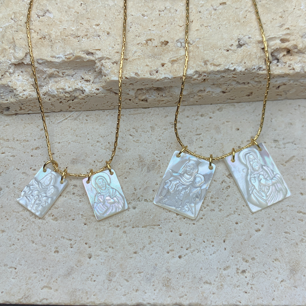 3g Weight Gold Plated Plating Material Pendant Necklace Classification Simple Style Square Stainless Steel Plating Gold Plated Scapular Necklace Pendant Necklace