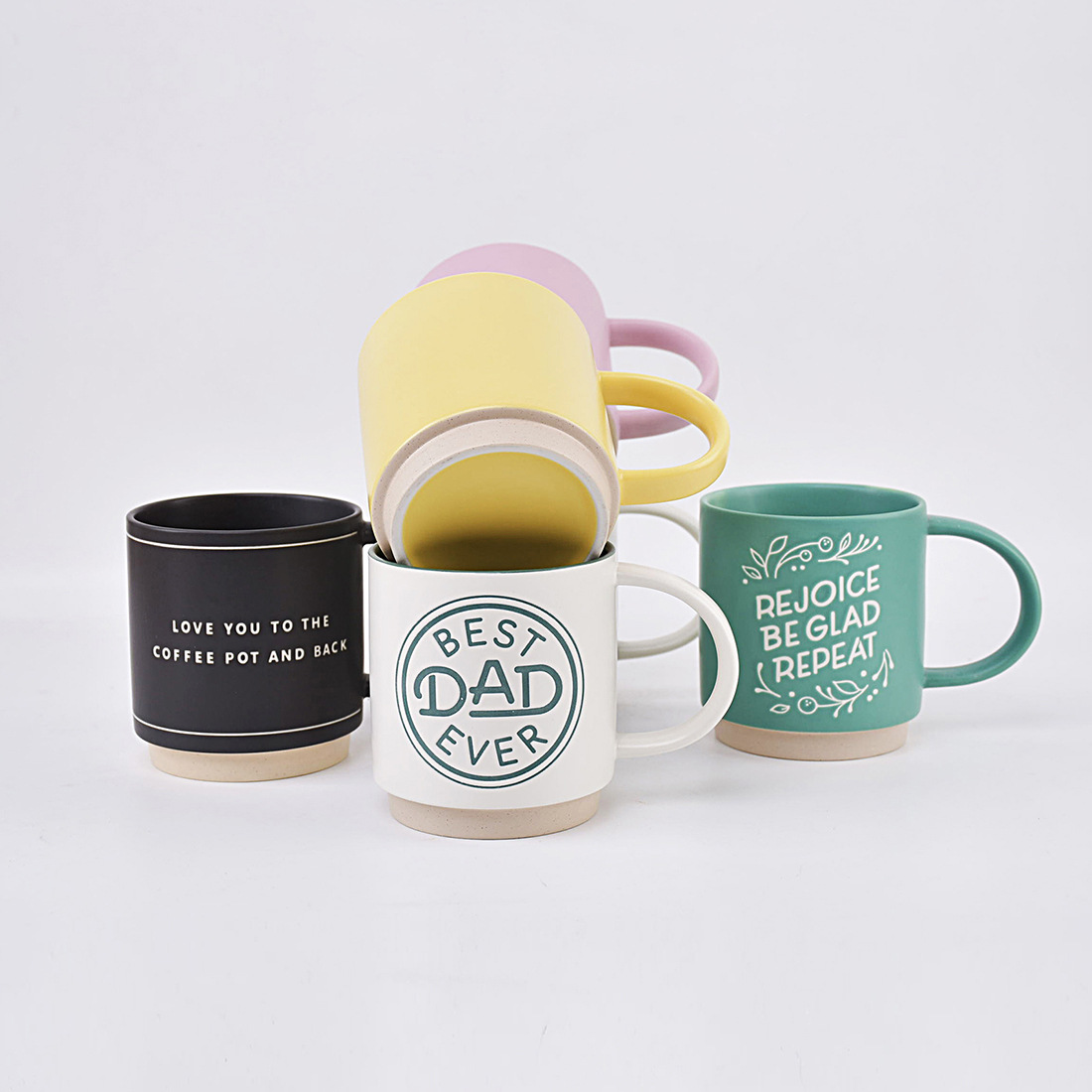 ceramic Multicolour Stacking coffee Mugs for hot beverages