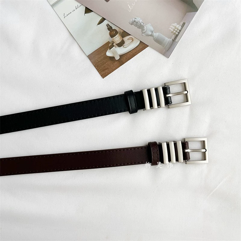 Black belt, fashionable universal jeans, trousers