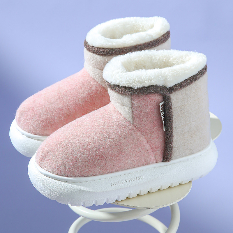 Zapatos de nieve con tacón de bolso de nuevo estilo para mujer, zapatos de algodón cálidos con suela gruesa y caña alta, botas de nieve para exteriores versátiles y de moda para hombres