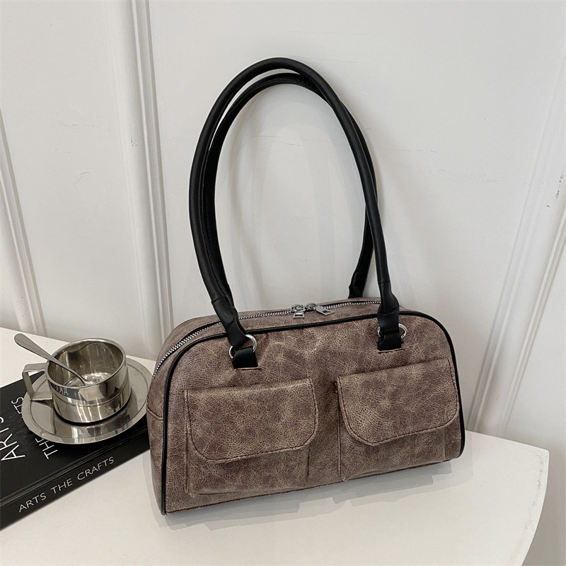 Bolso de brazo retro para mujeres 2024 nuevo invierno de moda simple bolso de hombro de mano bolso de viaje de gran capacidad