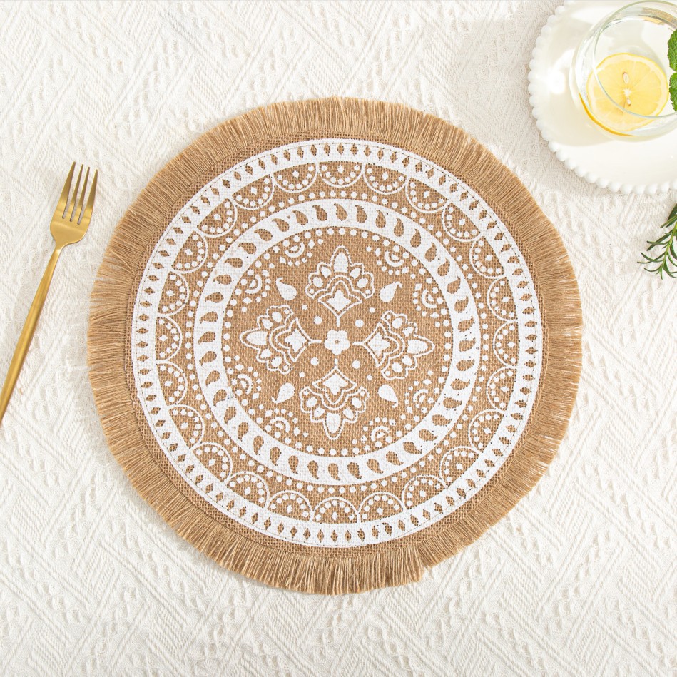 Retro Flower Linen Placemat display picture 3