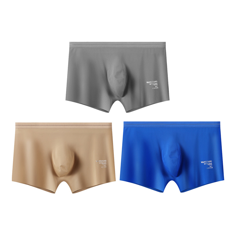 Nueva ropa interior de seda de hielo para hombres desnudos cintura baja ropa interior de secado rápido para hombres bolsa convexa de U ropa interior transpirable para hombres al por mayor
