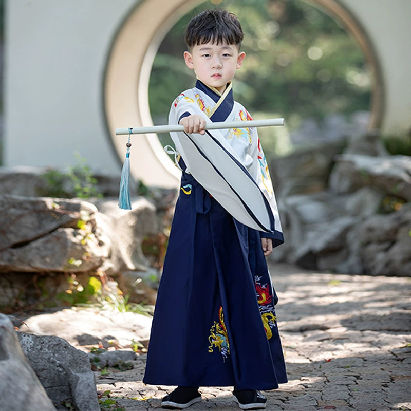 Древние костюмы ханьфу для мальчиков Костюмы для выступлений мальчиков Детский костюм Тан в китайском стиле Суперфея Осенне-зимние книжные Детские костюмы для подростков