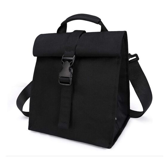 2024 Amazon cross-border black folding buckle insulation bag Oxford cloth aluminum foil business lunch bag in stock