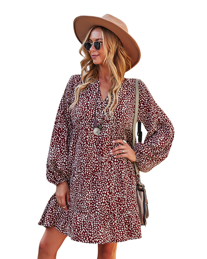 women s leopard print long-sleeved loose dress nihaostyles clothing wholesale NSDY73917