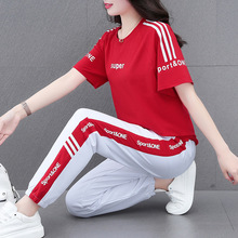 休闲运动服套装女短袖2023夏季新款时尚广场舞服装跳舞洋气两件套