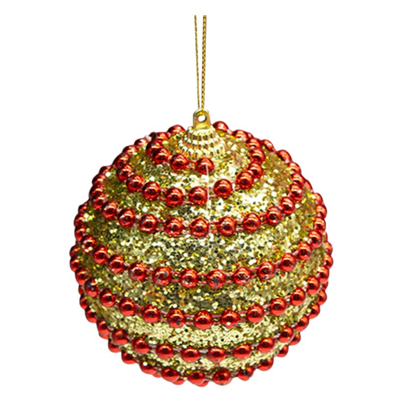 En stock 8CM 6 Paquete de bolas de Navidad bola de la cadena de espuma de color de oro en polvo BOLA DE Navidad centro comercial decoración de Navidad Decoración