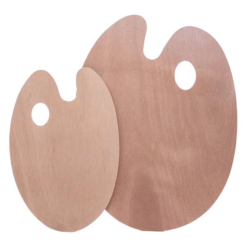 Wooden Palette Oval Palette Special Gouache Color Seal Oil Color Palette for Fine Arts Students