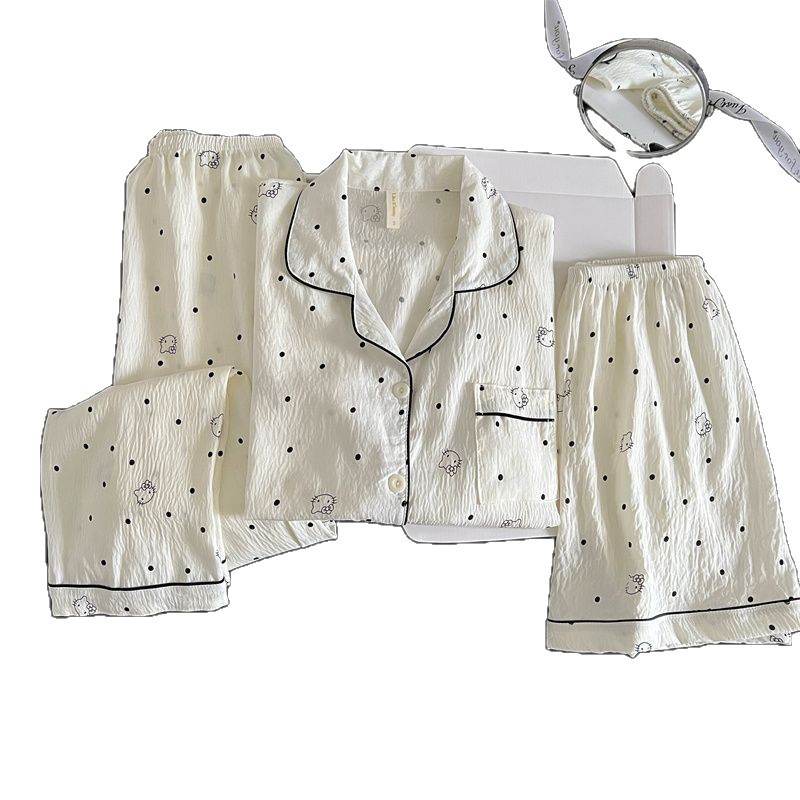 120G nubes de algodón pijama de mangas cortas tres piezas conjunto de ropa para el hogar TK comercio exterior pedidos entidad mayorista transfronterizo del sudeste asiático
