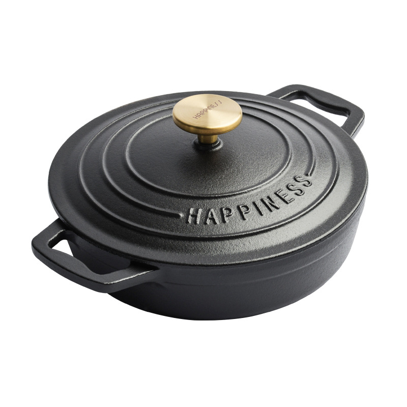 Pequeña felicidad 23cm olla de esmalte de hierro fundido sin recubrimiento hogar multifuncional olla de sopa olla de mariscos