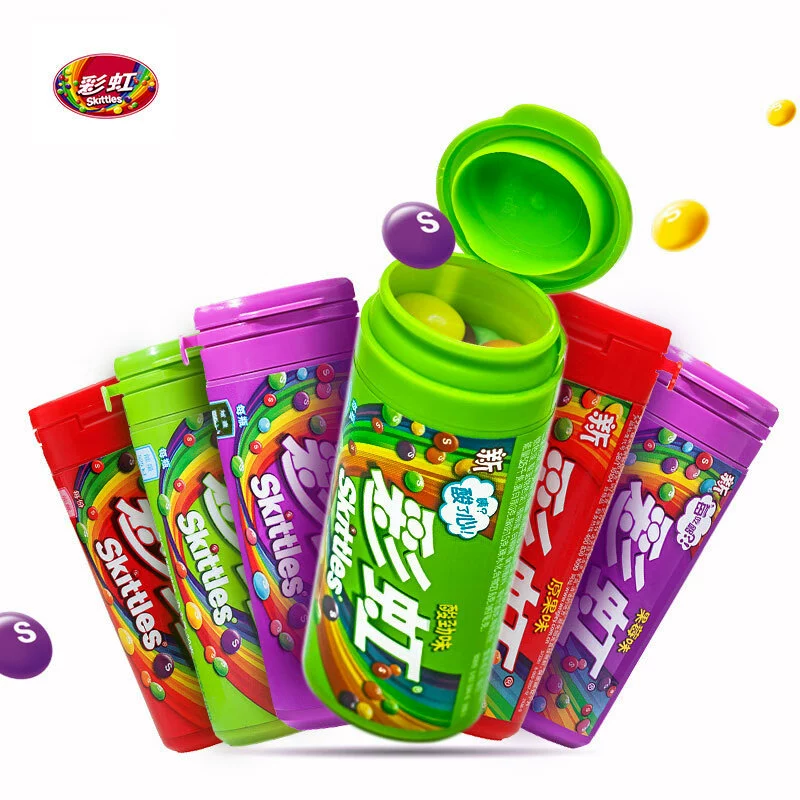 Wrigley Skittles Mini Barrel 30 г Детские жевательные конфеты в бутылках с фруктовым вкусом Мультивкусовые сэндвич-конфеты