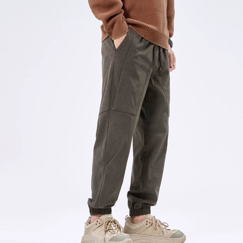 Американские вельветовые брюки с завязками на щиколотке, Мужские осенне-зимние свободные модные брендовые повседневные брюки больших размеров, мужские комбинезоны в стиле ретро, модные