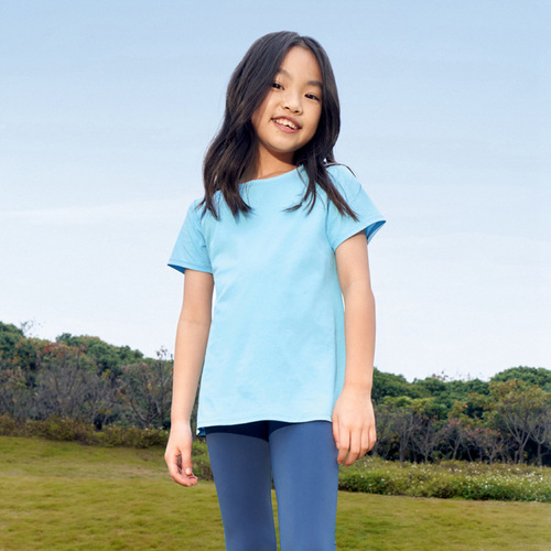 Girls' Quick-Dry Sports T-Shirt  Summer New Children's Yoga Suit Lightweight Cool Feeling Hip Covering Air Short Sleeve