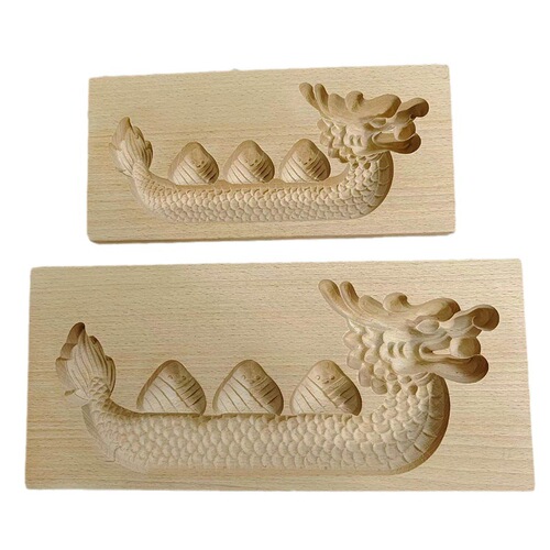 Wooden baking mold Dragon Boat Mooncake Mold Dragon Boat Festival Dragon Boat Zongzi Cake Mold Large Mooncake Mung Bean Cake Mold