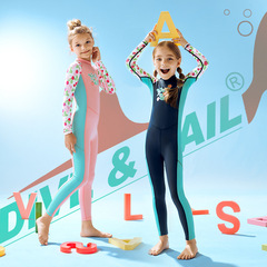 DIVE&SAIL children's wetsuit women's sun protection long-sleeved quick-drying swimsuit outdoor swimming surfing snorkeling wetsuit