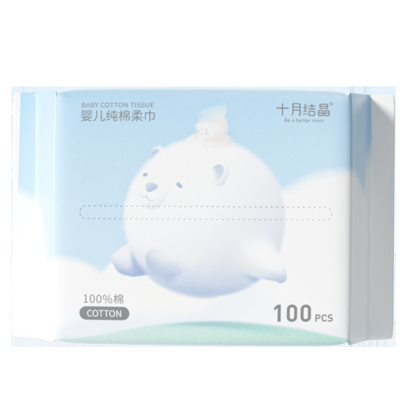 10月クリスタルベビーコットンソフトタオル、ベビー用ウェット＆ドライ使い捨てフェイスタオル、卸売コレクション|undefined