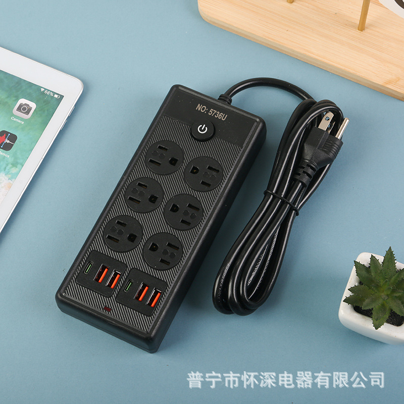 4USB + 2Type-c América del Sur México toma de corriente de doble fila 18 agujeros 6 bits blanco y negro estándar estadounidense 110V