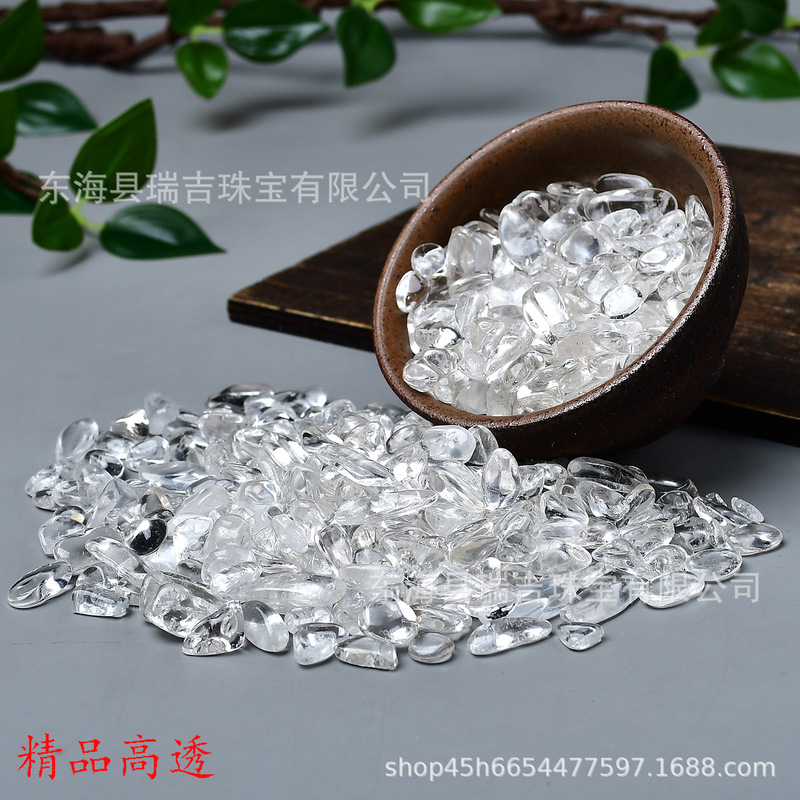 Natural White Crystal Gravel Demagnetizing Stone, White Crystal Raw Stone Particles for Bracelets, Demagnetizing and Purifying, for Offering to Buddha, Loose Gravel