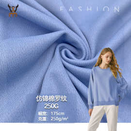 仿锦棉罗纹250G 弹力全涤双面细绒罗纹布柔软肌理打底T恤针织面料