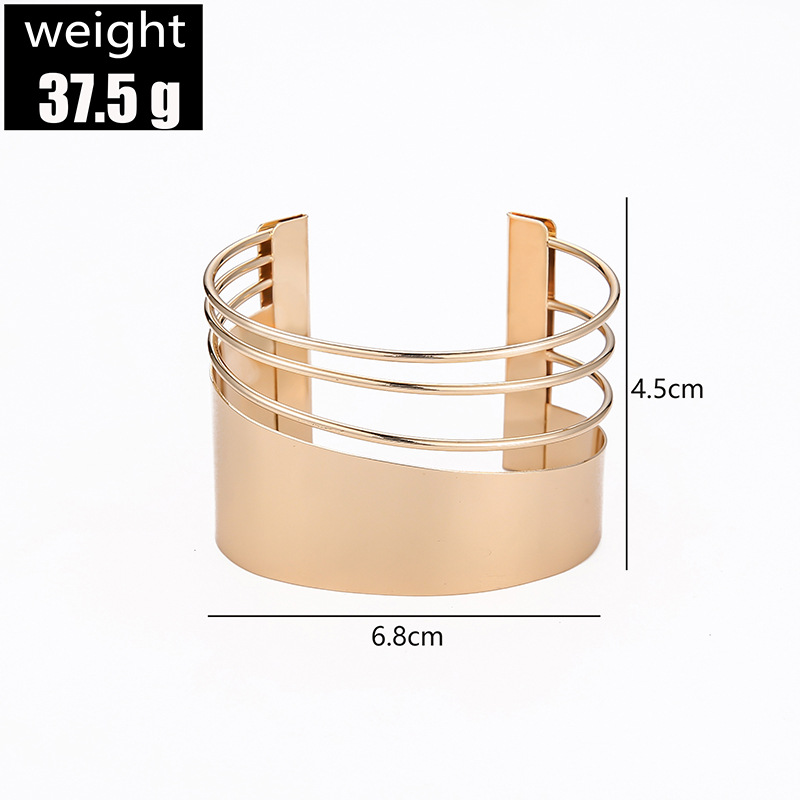 Cross-border European And American Fashion Personality Metal Bracelet Punk Open Bracelet Hollow Simple Bracelet display picture 2